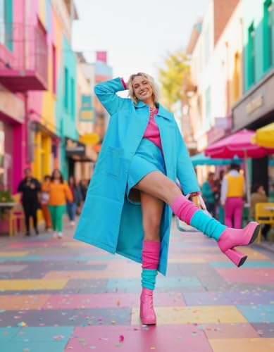 Image of v28 Women Warm Leg Warmers 80s Retro Party Costume Knit Ballet Neon Long Socks