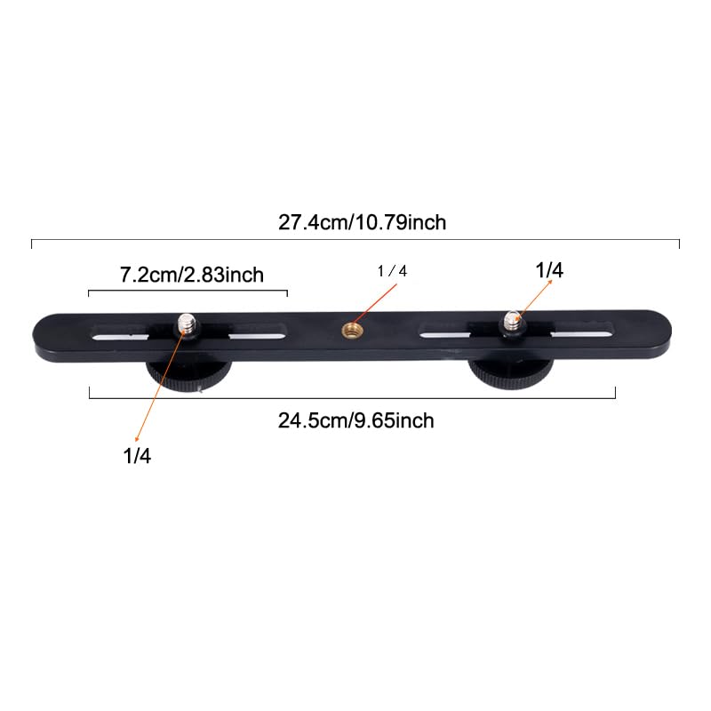 Image of 2 Pack Dual Selfie Light Holder Tripod Mount Stand with 1 /4 Screw Second Video Lights Extension Bar for Clip Fill Light Panel Camera Flash DSLR Double Brightness Phone Live Recording Vlogging