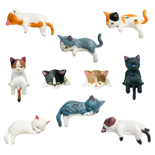 pudinbs 10PCS Mini Cat Figurines - Cute Resin Cat Decor for Car Dashboard Desk Home | Durable & Adorable Kitty Sculpture Miniature Cat Ornaments