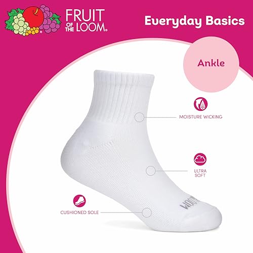 Image of Fruit of the Loom Girl's Everyday Essential Soft Cushion Socks