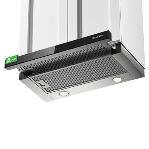 GASLAND BR60SS A++ Dunstabzugshaube 60 cm umluft breit, Glas-Front mit Sensor Touch einbau flachschirmhaube 566 m³/h mit CF176 Aktivkohlefilter, Integrierte Flach Leise Abluft Abzugshaube Edelstahl