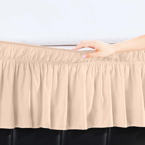Elegant Comfort Luxurious Wrap Around Elastic Solid Ruffled Bed Skirt, with 16 Inch Tailored Drop - Easy Fit, Premium Quality Wrinkle and Fade Resistant - King/Queen, Ivory - image 4
