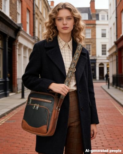 Image of Large Crossbody Bags for Women,Boho Strap Vegan Leather Purse | Built-in Wallet RFID Womens Crossbody Purse,Structured, Multi Pockets, Versatile Shoulder Bag for Travel,commuting,daily