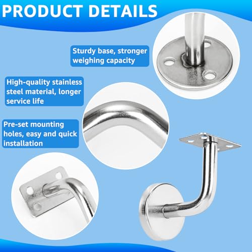 AKOLAFE 8 Stück Handlaufhalter Edelstahl Geländer Außen Handlaufträger Roubst Halterung für Handlauf Silbrig Treppengeländer Innen Shwerbelast Wandhalter 60 x 60 mm