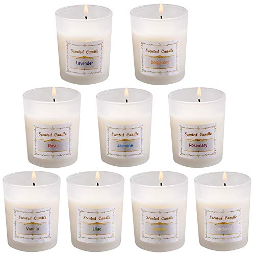 Vanrener Soy Candle Strong Scented Candles - Aromatherapy Candles Long Lasting Candles Color Plating Glass Jar Candle (Lemon, Lavender, Rose ，Jasmine，Vanilla，Bergamot) -12 Pack