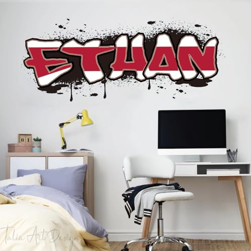 Vinilo decorativo personalizado graffiti nombre para pared