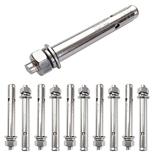 Image of 10 Pack M8x80mm Expansion Bolts Anchor Bolt 304 Stainless Steel External Hex Expansion Screw Bolt Sleeve Anchor Fastener Wall Concrete