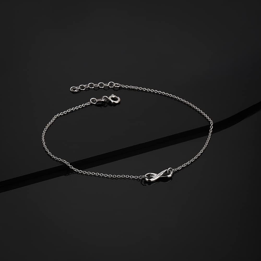 Vanbelle Sterling Silver Jewelry - Rhodium Plated 925 Stamp - Infinity Charm Anklet - Stylish Beautifully Designed for Women - 9" Long + 1" Extender - Image 8