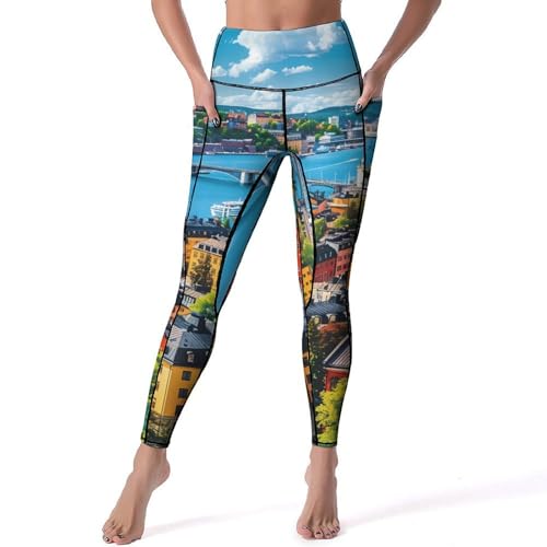 Stockholm Sweden Women's High Waist Yoga Leggings M Black