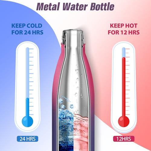 Image of Sfee Insulated Water Bottle, 17 oz Stainless Steel Water Bottles, Double Wall Vacuum Reusable Water Bottles Leak Proof BPA-FREE Sports Bottle Cup Keep Hot&Cold for Running Gym Workout Cycling Kids