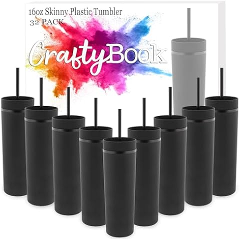 CraftyBook Matte Black Skinny Tumblers Cover