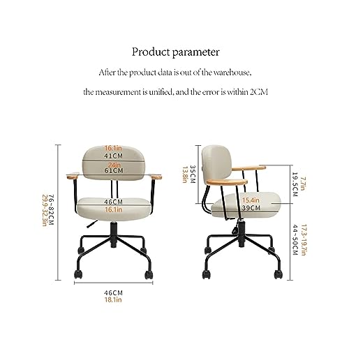 image for LSHTAR Rotating PU Leather Office Chair, Adjustable Height Small Back 