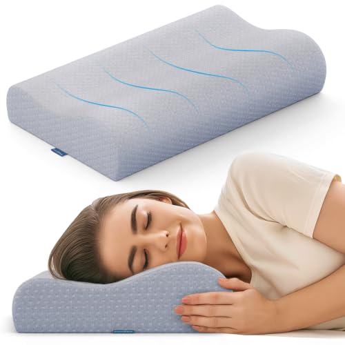 Image of FOVERA Cervical Pillow for Neck Pain | for Spondylitis Neck & Shoulder Pain, Orthopedic Memory Foam Pillow for Sleeping (King Size - 24 x 15 x 4.5 Inch, Grey, Pack of 1)