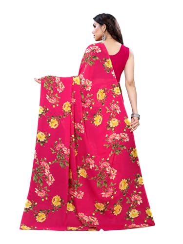 Image of Shiv Textiles Womens Shiv Textiles Women's Georgette Floral Printed Saree