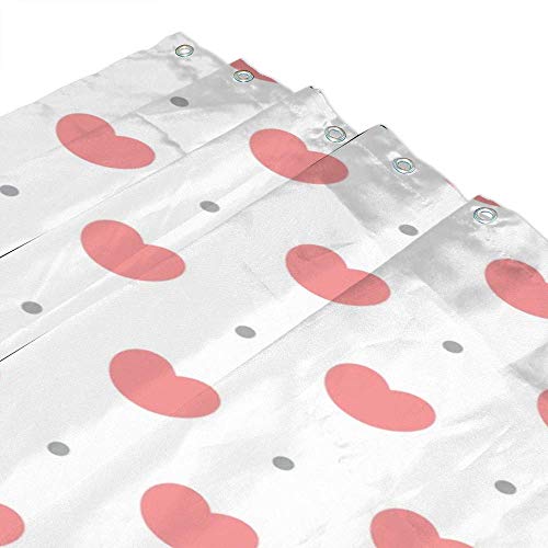 Rideau de douche polyester cœurs rose CHEHONG 152x183 cm étanche lavable - 4