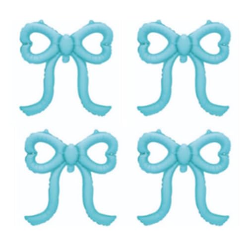 Ballons en aluminium mariage et anniversaire Lot de 4 avec nœud bleu