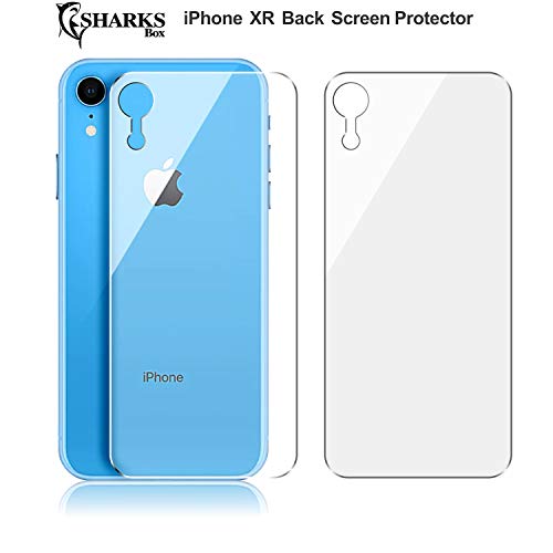 SHARKS Box Designed for iPhone XR Screen Protector Tempered Glass Back Clear, [Pack of 2] Back Tempered Glass Screen Protector for Apple iPhone XR 6.1 Inches