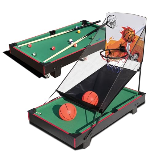 2-in-1 Basketball & Billiards Combo Game Table, Multi Game Table ...