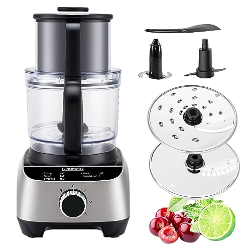 14-Cup Food-Processors, Professional 84.5oz Large Heavy Duty Electric-Food-Processor Blender Combo With 4 Blades For Slicing, Shredding, Meat Grinder, Doughing, Vegetable Chopper Kitchen Aid For Home