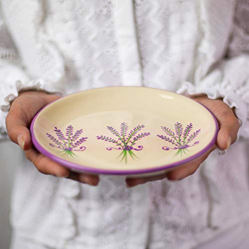 City to Cottage® Lavender Pattern Purple and Cream Pottery | Handmade Hand Painted | Glazed Ceramic 7.9inch/20cm | Side Dessert Plate | Unique Dinnerware - Image 4