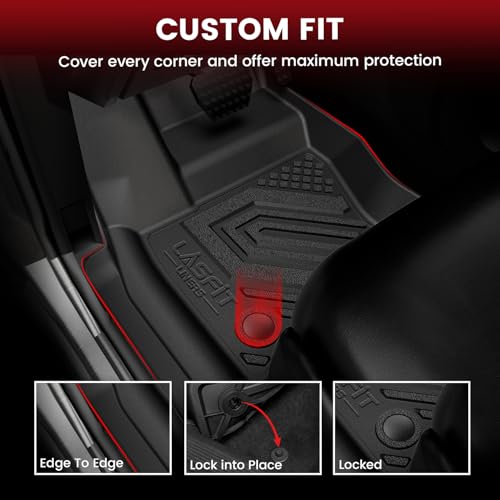 Image of LASFIT Floor Mats for Defender 110 2020-2026 7 Seats, with Cargo Mat | 3rd Row Equipped, 7 Seats Only, for Land Rover 3-Row Floor Liners, Trunk Cargo Mat, Premium TPE Liners, Full Edge Coverage