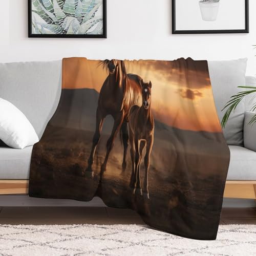 Couverture de lit comme couvertures de canapé flannel cheval 100x130cm - 3