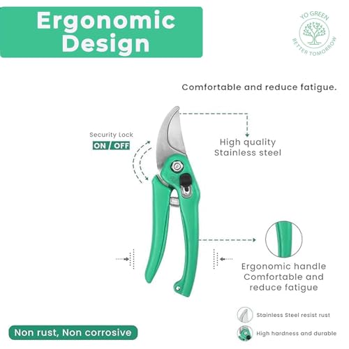 Image of Yo Green Gardening Hand Pruner Tool | Gardening Tools for Home Garden | Durable Plant Tool Kit | Farming Tools (Pruner)
