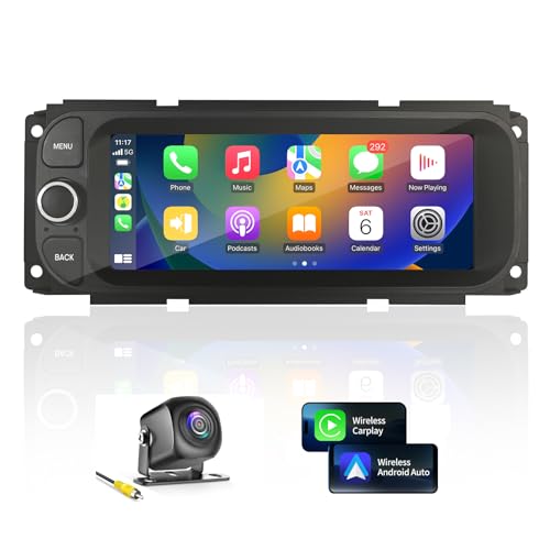 Car Radio for Dodge RAM 2002 2003 2004 2005 2006 for Jeep Wrangler 2003 2004 2005 2006 Jeep Grand Cherokee 1999-2004 CarPlay Upgrade Stereo Replacement Touchscreen Bluetooth WiFi with Backup Camera