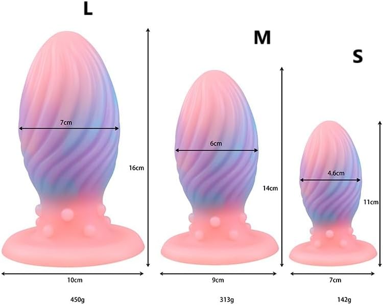 Mixed Color Luminous Thread Dragon Egg Anal Plug Liquid Silicone Strong Adhesion Male and Female Masturbator Anal Expansion Exercise Equipment
