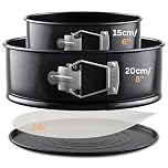 BakeValley Cake Tins for Baking – 2Pcs Round Cake Tin Set – 6 & 8 Inch Cake Tin, 7cm Deep with Parchment Papers Precut for Each Size – Non-Stick Coating & Leak-Proof – Ideal for Baking Cheesecakes