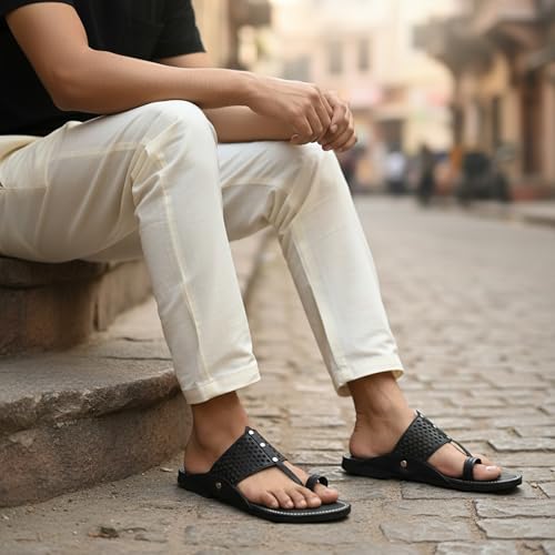 Image of DFR Ethnic Sandals For Boys Men, Comfortable Men's Rajasthani Slippers Chappals