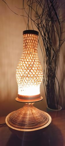 Image of Bamboo Made Fashionable Floor Lamp Shade | Bamboo shade lamp for Living Room /Bedroom /Bar /Garden /Office Etc. 7 X 38CM
