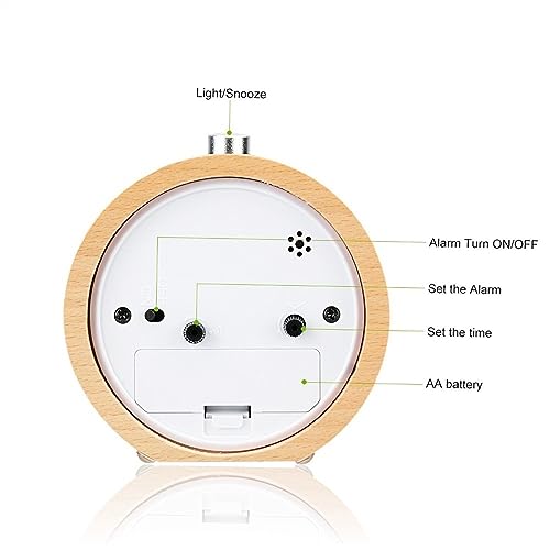 Reloj de escritorio en madera natural KSW150-OW-SA con esfera circular retroiluminada 4