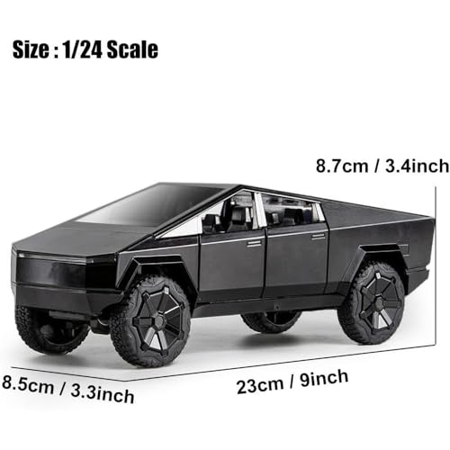 Image of DEUSON ECOM 1:24 Scale Cyber Truck Toy Car for Kids Die Cast Metal Model Cars with Light Sound Pull Back and Openable Door Car Toy