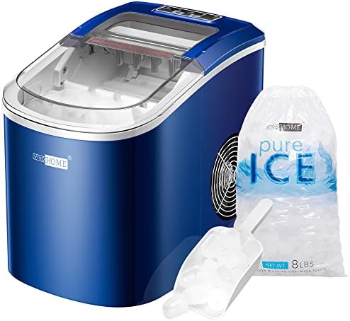 VIVOHOME Electric Portable Compact Countertop Automatic Ice Cube Maker Machine with Hand Scoop and Self Cleaning Function 26lbs/Day Red