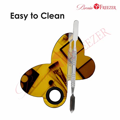 Image of Brain Freezer Shiny Makeup Palette With Stainless Steel Butterfly Shape Spatula, Golden 100 g