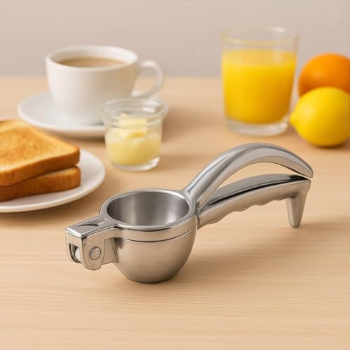 Image of Kitchen Expert - Aluminium Lemon Squeezer | Manual Lemon Crusher | Lemon Juice Extractor | Nimbu Presser | Comfortable Handle | Kitchen Tool | 1 Pc (Sliver)