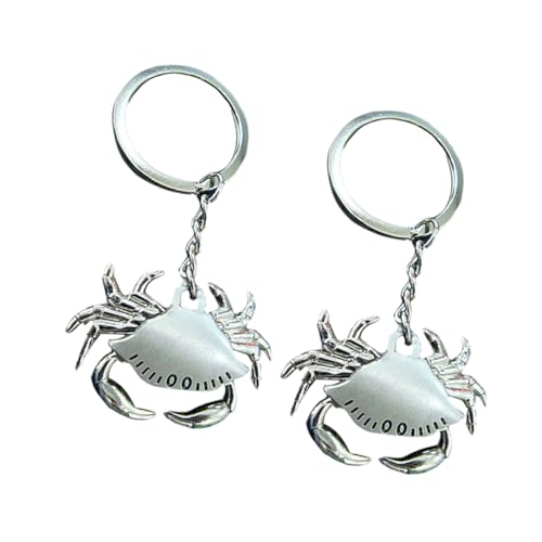 VERDANVERSE 2 piezas Llavero de Metal con Diseño de Cangrejo Chic de Resistente y Compacto para Llaves y Decoración de Bolsos Mochilas y Coches
