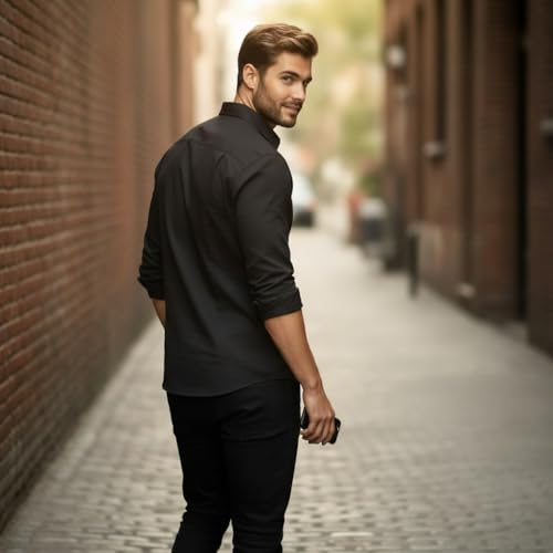 Image of Glowic Men's Plain Casual Shirt | Cotton Soft & Breathable Fabric | Full Sleeve Comfort Fit Stylish Solid Shirts for Office