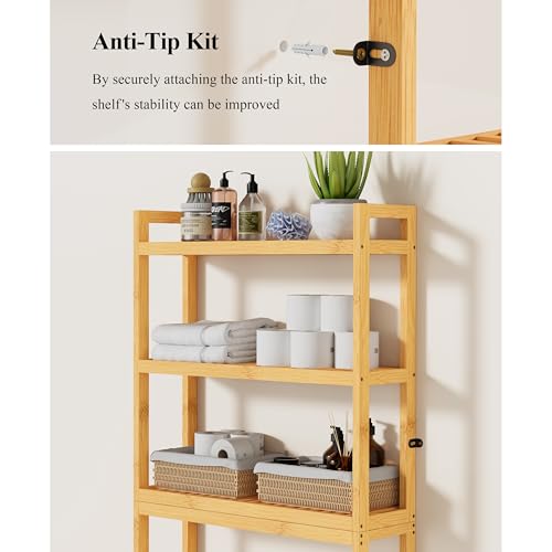 Smiry Over The Toilet Storage, Bamboo 3-Tier Over Toilet Bathroom Organizer With Adjustable Shelf thumb #3