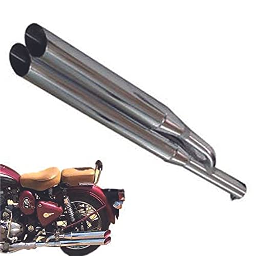 Bike 85M Silencer Exhaust Empty Double pipe Chrome Bullet Dual Barrel Exhaust With Zed Clamp & Bush for Royal Enfield Bullet Classic 350