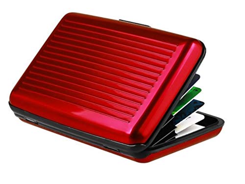 Preisvergleich Produktbild Kreditkartenetui Aluminium mit RFID Schutz / 11.5x7.2cmx2cm Geldbörse / Visitenkartenetui Kartenhalter - ROT / Herren Kreditkartenhülle / Portemonnaie / Damen Portmonee Kartenhalter Alu Etui