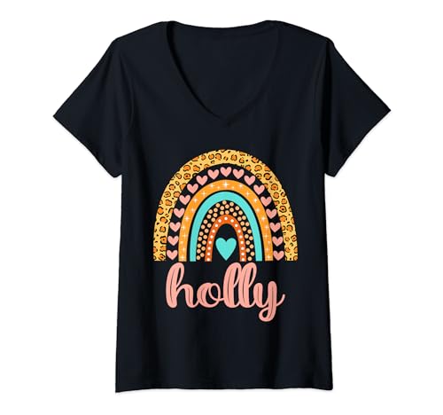 Holly T-Shirt Stechpalme Name Geburtstag Shirt Geschenk T-Shirt mit V-Ausschnitt
