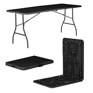 Harbour Housewares Rectangle Folding Trestle Table - 180cm (1.8m) (6ft) - Black - Outdoor Folding Table for Picnic, BBQ, Garden, Camping, Wedding, Party Catering