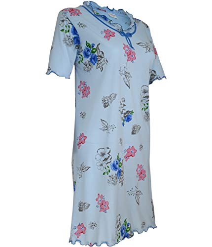 Soltice Damen Kurze Nachthemd, Schlafrock, Schlafanzug, Pyjama, Nachtwäsche, Nachtkleid, Schlafshirt aus 100% Baumwolle (M bis 3XL) (L, [L1] SkyBlue) Cover