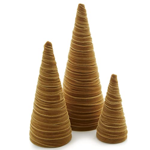 Image of Gold Velvet Trees, Set of 3, Gold