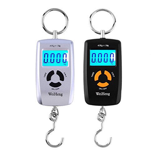 Kuizhiren1 Mini Báscula Digital, 45 kg/10 g Gancho de Pesca Colgante de Equipaje LCD Digital Báscula Electrónica Tamaño de Bolsillo u0096 Color al azar