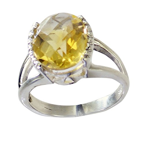 Bague citrine naturelle et argent véritable ajustable à votre taille - 5