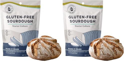 Image of Cultures for Health Gluten Free Sourdough Starter | Heirloom Dehydrated Culture for Baking Gluten Free Bread | DIY Pasta, Pizza Dough, Pie Crust, & More | Non-GMO Prebiotic Sourdough Bread (Pack of 2)