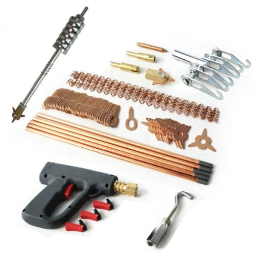 86 piezas de accesorios spotter caja herramientas reparación abolladuras kit juego abolladuras con Dent Puller Slide Hammer Pistola soldadura por puntos Pulling Claw Hook